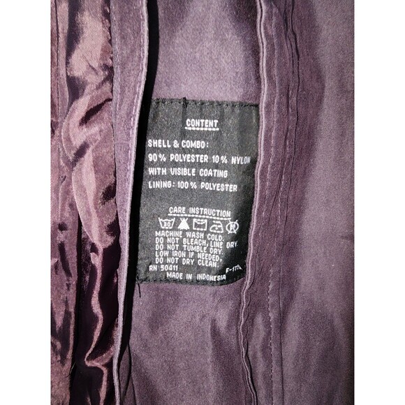 VTG Fleet Street Trench Coat Dk Purple Removable Hood Adjustable Waist Womens 12 - Picture 10 of 11